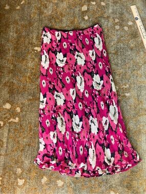 Style & Co. Hot Pink Floral Maxi Skirt with White Blooms